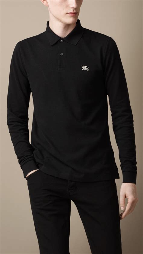 black polo burberry shirt|burberry black long sleeve shirt.